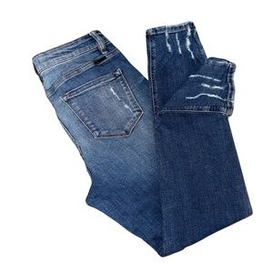 Blue Kancan Jeans Distressed Skinny Ankle High Rise 4 Buttons Women Size 30